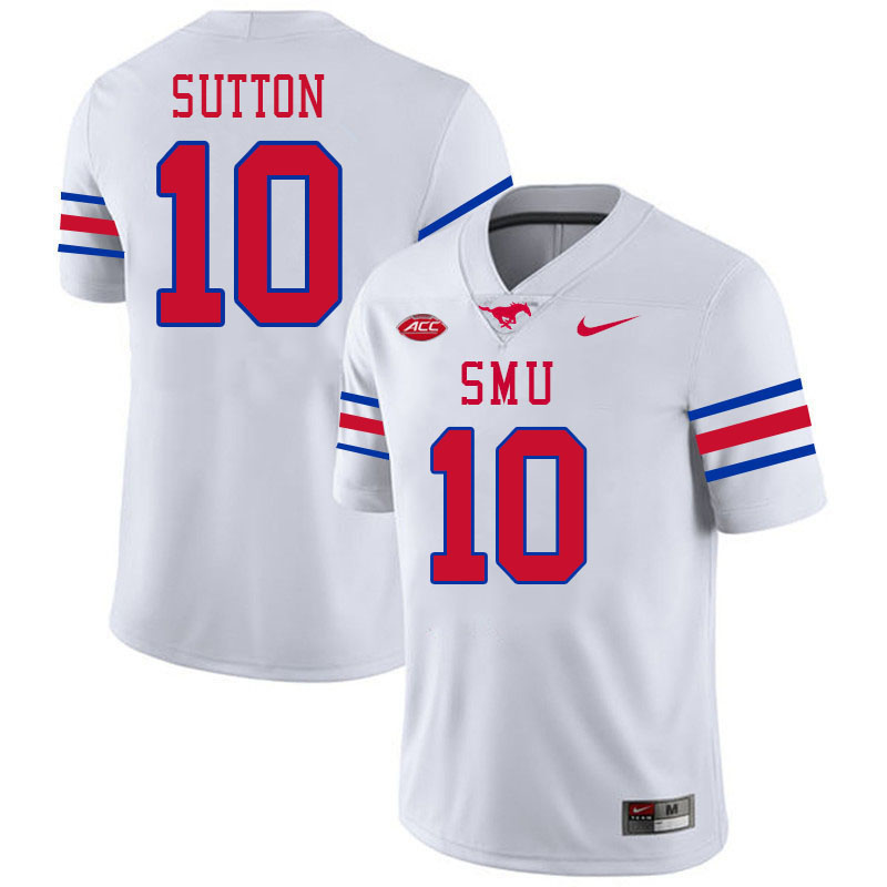 SMU Mustangs #10 Courtland Sutton College Football Jerseys Stitched Sale-White